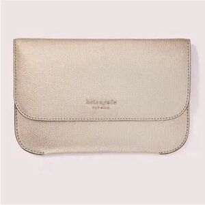KATE SPADE Make it Mine pouch pebbled gold metallic leather 7'x 4.5"